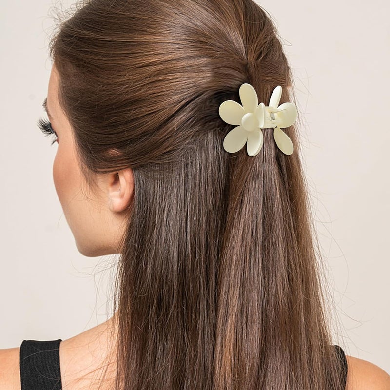 Sunolga 8PCS Hair Clips for Women, Flower Claw Clips for Thick Hair, Non-Slip Hair Accessories with Multi-Styles, Neutral Colors Hair Claw Clips and Variety Pack, Ideal for Girls - Image 3